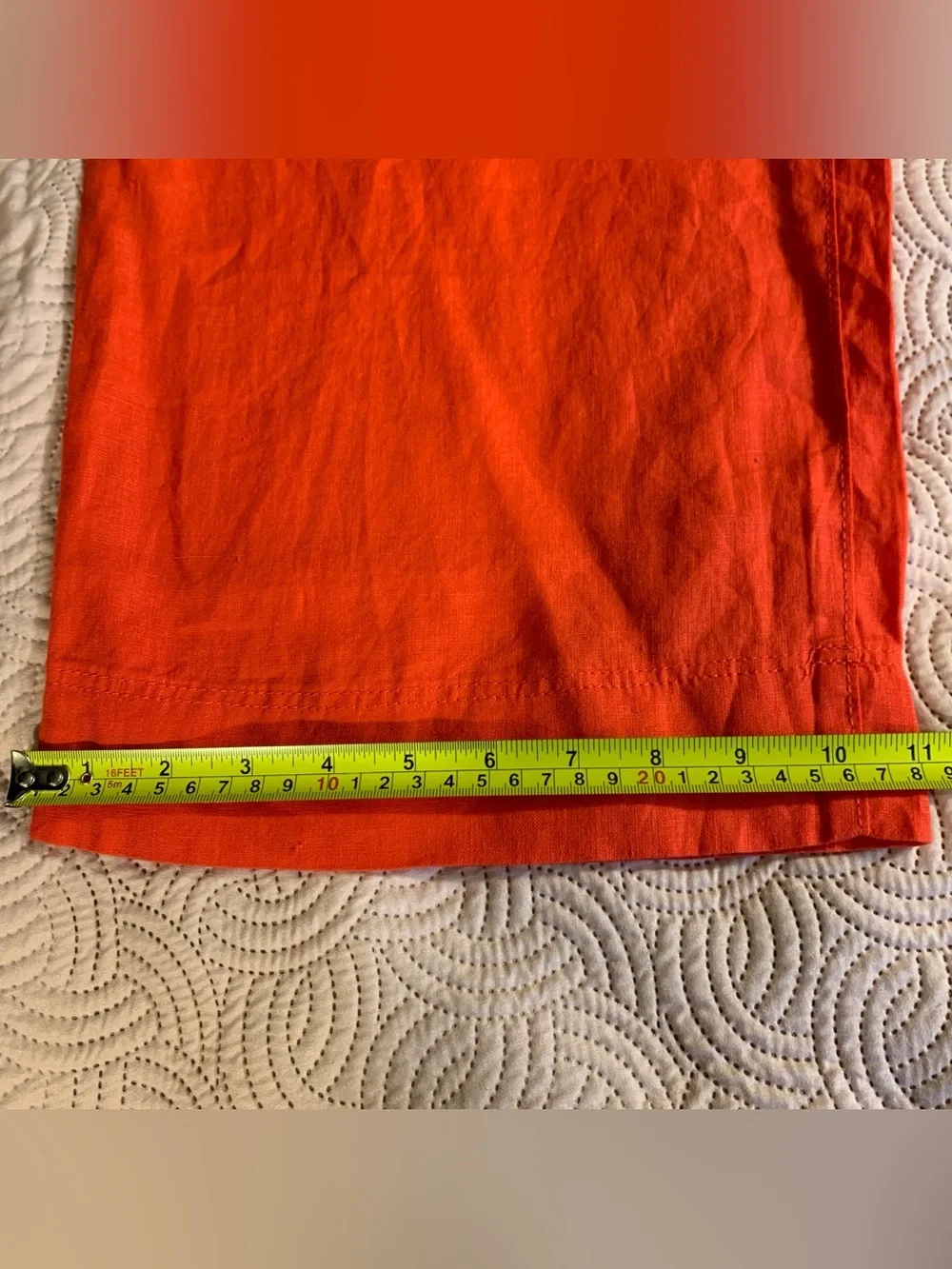 H&M Women's Bright Reddish Orange Cropped Linen-Blend Pants Women’s Size XL